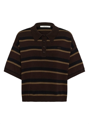 Taia ss polo bluse Mole/Black Military Gestuz